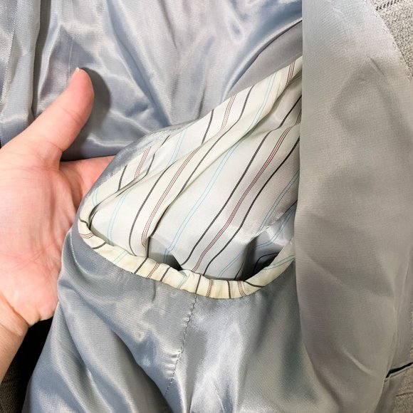 Ralph Lauren gray plaid blazer sport jacket silk wool 44L - Picture 7 of 10